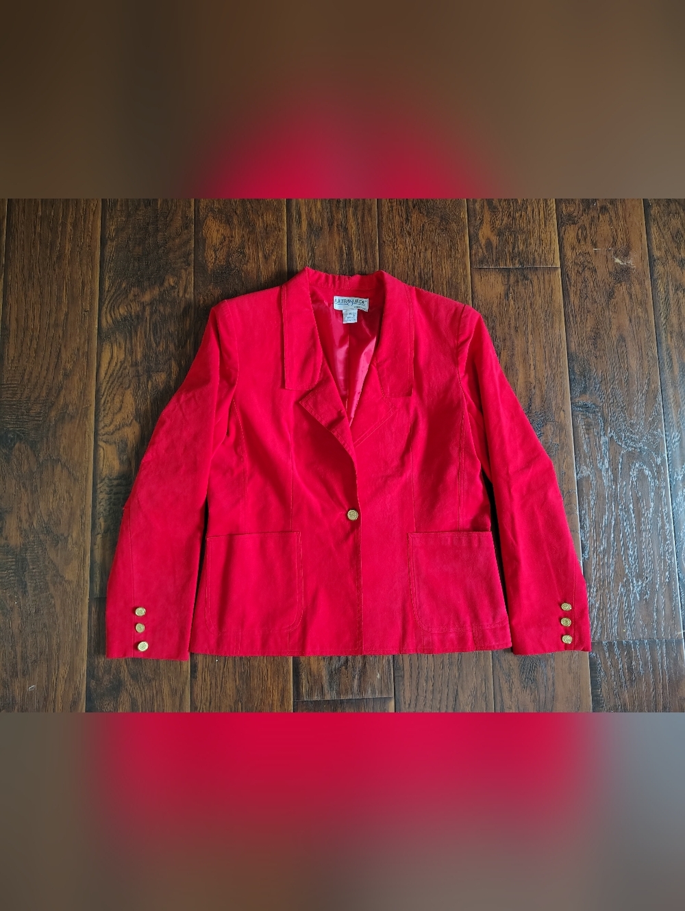Vintage 80s Ultra Suede business casual red blazer size 6